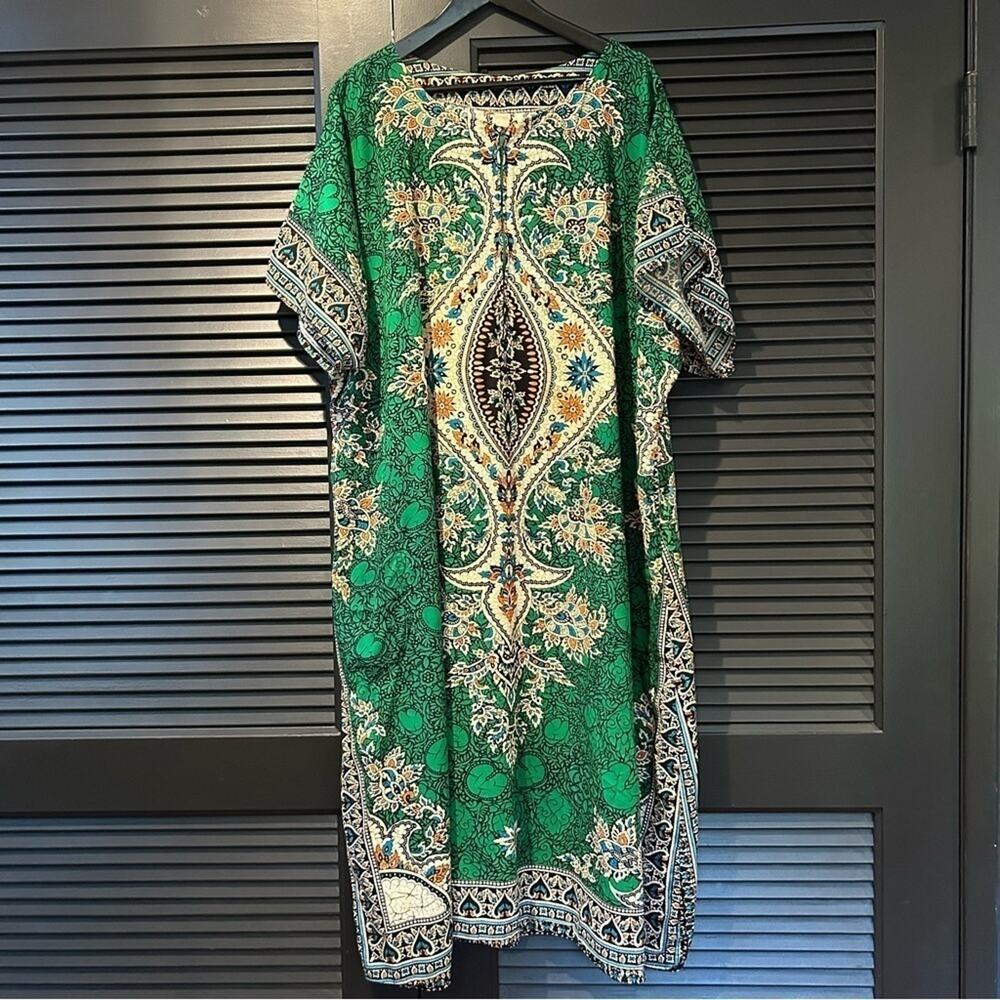 Vintage Kaftan MuMu in Emerald Green, Size Large/XL